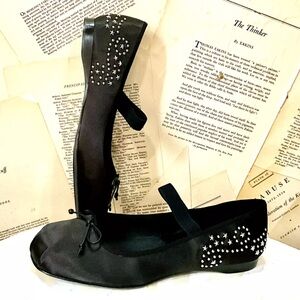 Free People Jeffrey Campbell UL Stars Align Ballet Flat Black Satin Studs